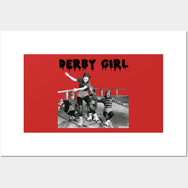 DERBY GIRL ROLLERSKATE VINTAGE ROLLERDERBY gerry murray Wall Art by Luckythelab